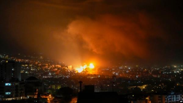 Smoke rises from Israeli airstrikes in Beirut's southern suburbs, Lebanon, Sept. 28, 2024.